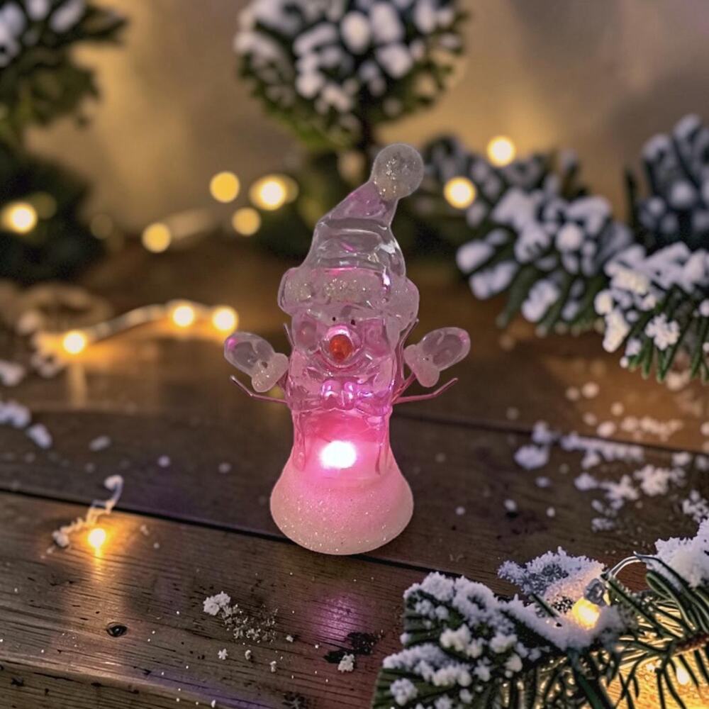 Vintage Heritage Mint Lighted Acrylic Snowman Ice Sculpture Christmas Figurine